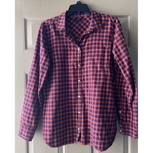 J Crew Flannel Long Sleeve Button Up Shirt Size 8 Red Black Plaid Lumberjack